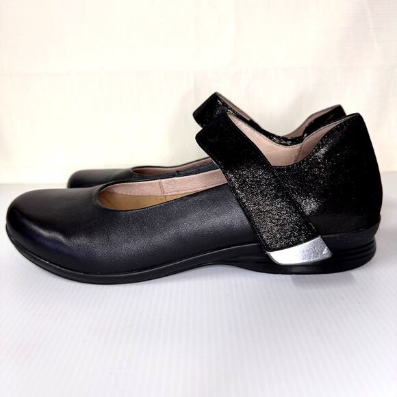 DANSKO Audrey Mary Janes Women's 9.5/EU 40 Ballet Flat Black Leather Sparkle - Picture 2 of 11